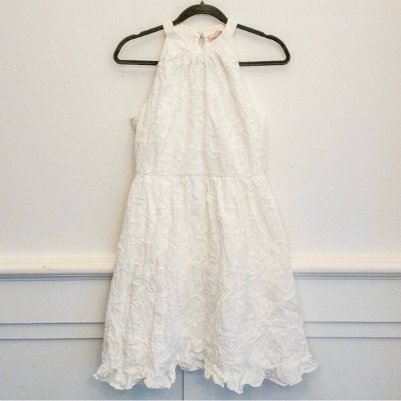 Ted Baker White Embroidered Cotton Dress Halter Neck Fit & Flare Size 2 - Picture 9 of 9